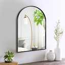 16" x 20" Black Arched Mirror, Arch Bathroom Wall Mirror, Metal Frame Arched Top Bathroom Vanity Mirror for Living Room, Bedroom, Entryway, Tempered Glass, Shatter Proof