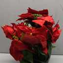 Fake Poinsettia Plants with Red Berry 14 Inch Poinsettias Artificial Christmas Flowers in Pot for Home Porch Garden Office Indoor Outdoor Christmas Decorations (Red)