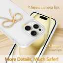 Designed for iPhone 15 Pro Max Cases with Camera Lens Protection, Cute 3D Metal Bow Phone Cover Clear Soft Protective Case for iPhone 15 Pro Max Case (Golden)