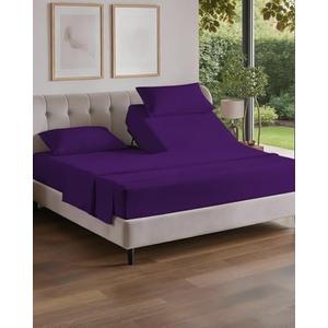 Flex Top Split Head King 4 Piece Sheet Set - Ultra-Soft, Breathable & Cooling Bed Sheets Set - Hotel Luxury Bedding for Women & Men w/ Deep Pockets - Wrinkle Free & Fade Resistant - Oeko-Tex - Purple