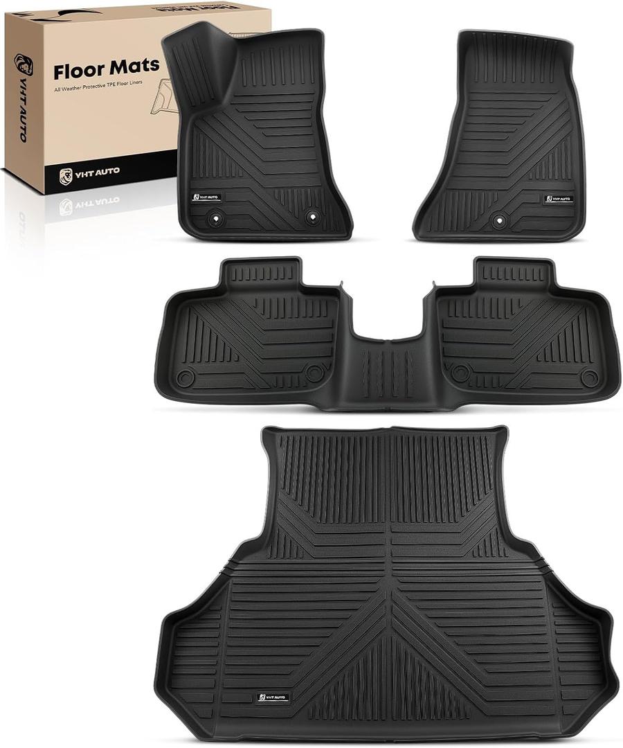 YHTAUTO Automotive Floor Mats for Chrysler, Dodge
for 300 2011-2023 (AWD) & Charger 2011-2022 (5 Seats) | TPE All Weather Floor Liners | 1st & 2nd & Cargo Mat, Set of 4