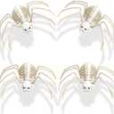 4Pcs Realistic Spider Skeleton,Horrible Spider Bone,Vivid Spider Skeleton Model Halloween Decorations for Yard Garden Lawn,Haunted House Props(Spider-4p)