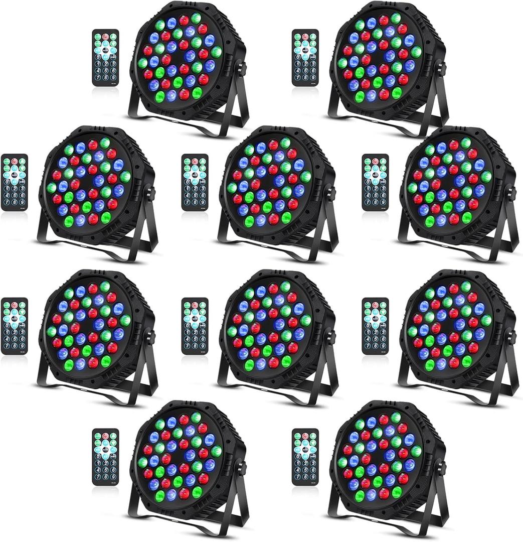 36 LED Par Lights, RGB Par Can Light Stage Lights, 10 Modes DJ Lights Stage Lighting Uplights with Sound Activated Remote Control & DMX Uplights for Events Wedding Party