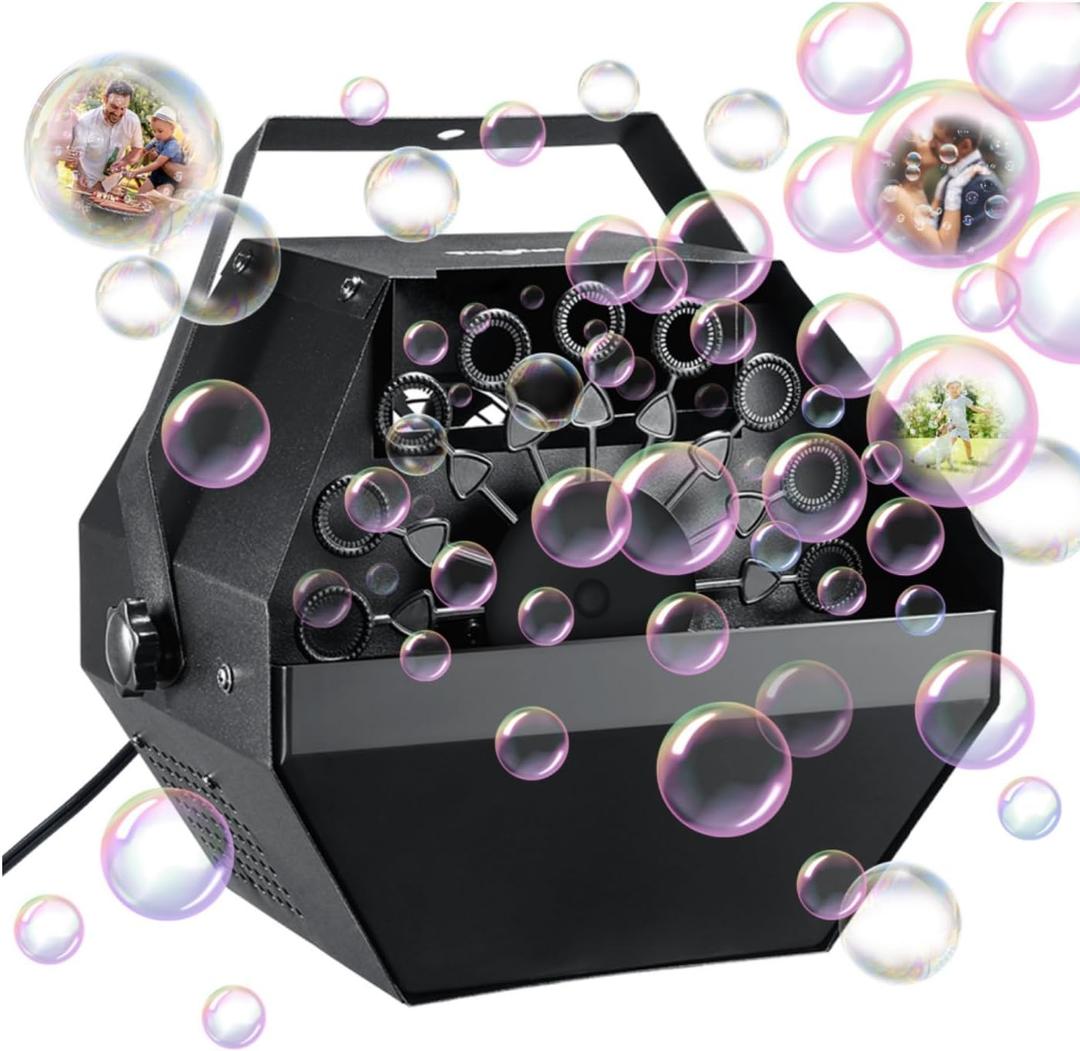 Theefun Bubble Machine: 750ML Metal Automatic Bubble Maker for Toddlers and Kids, Portable Professional Bubble Blower Operated by Plug-in Bubble Toys for Parties Weddings Indoor and Outdoor Use