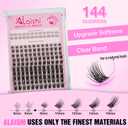 Lash Clusters Kit, DIY Cluster Eyelash Extensions 516mm,144pcs Fluffy D Curl Natural Lashes with Bond and Seal,Remover, TweezersNatural Fake Cat Eye Individual Manga Clusters 1-5-L
