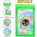 100 PCS Holographic Bags, Smell Proof Bag, Resealable Gift Bags, Clear Bags for Food Storage, Party Favor Bag, Mylar Sample Bag for Jewelry, Lipgloss, Eyelash | Green, 4x6 Inch