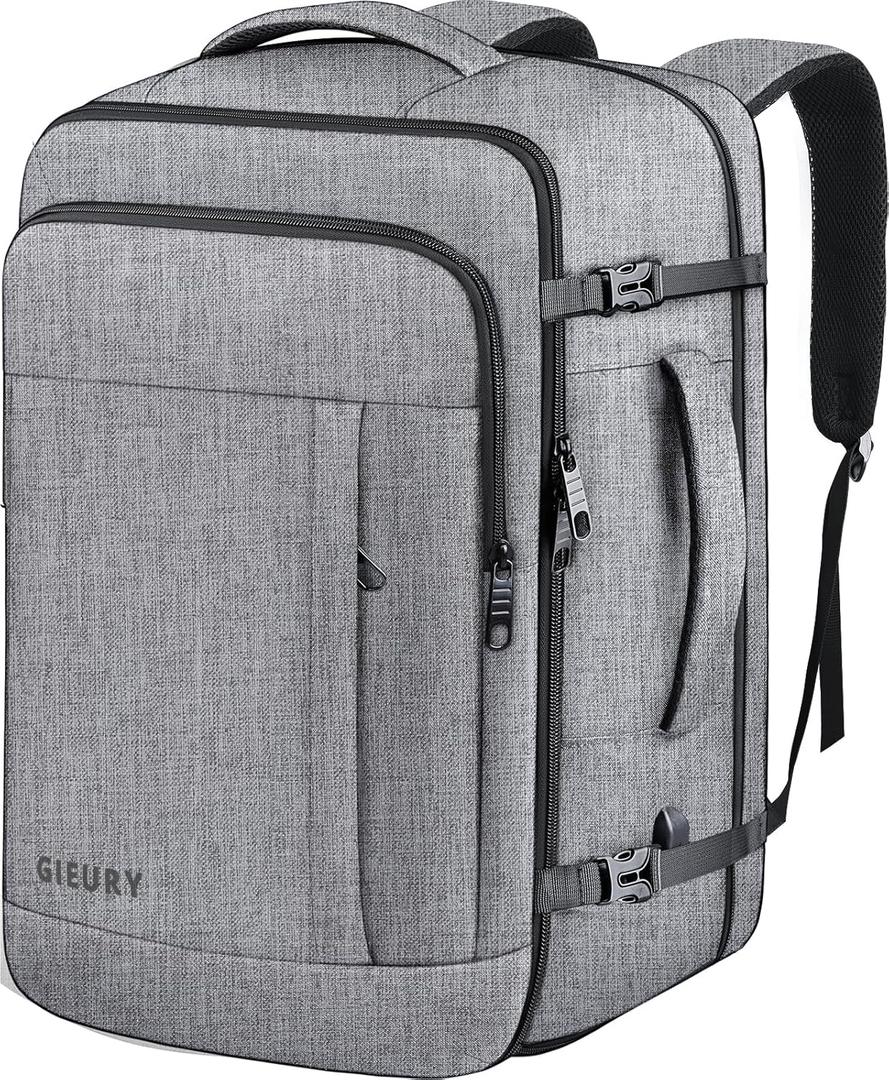 60L Backpack, Extra Large Travel Backpack for Men & Women, Expandable Big Capacity For Airplanes, Travel Gifts for Men Women, Fits 18.4 Inch Laptop, Luggage Suitcase Daypack Bag, Grey (3X-Large(22"x14"x10"))
