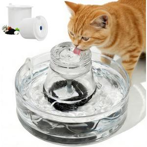 Glass Cat Water Fountain 88oz/2.6L, Cat & Dog Water Fountain for Drinking, Ultra-Quiet Glass Water Fountain for Cats Indoor, Pet Water Fountain for Multi-Cat Homes, Automatic Water Dispenser for Cats