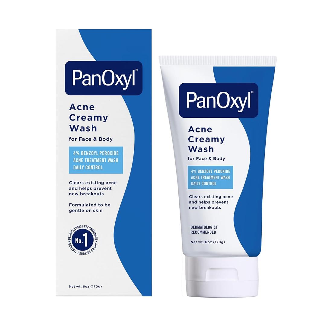 PanOxyl Antimicrobial Acne Creamy Wash, 4% Benzoyl Peroxide, 6 Ounce