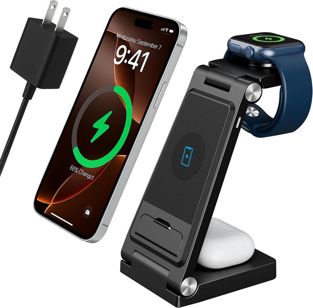 2026 Traveling Portable Wireless Fast Charger for Apple & Android Charging Station,3 in 1 Charging for iPhone 17 16 15 14 13 12, Apple Watch Series & Air pods 4 3 2 Pro,Samsung Galaxy-Gifts for Family