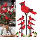Suzile 6 Pcs Cardinal Garden Stake Red Cardinal Christmas Ornaments Floral Picks Garden Bird Resin Crafts for Decoration Flower Arrangements Tree Potted Plants, 11 Inch
