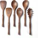 Gudamaye 12 inch Black Walnut Wooden Utensils - 6 Pcs Crafting Spoon Set for Cooking