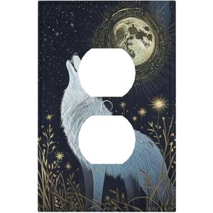 Decorative Art Light Switch Covers,1 Gang Single Toggle Duplex Outlet,Wall Plate,Switchplate Electrical Faceplate,Wolf