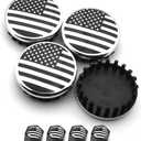 4Pcs for Chevrolet 3.25 in 83mm Black American USA Flag Wheel Center Caps Covers HubCap fit Most 18"&20"&22" Rims for Suburban Silverado Tahoe & GMC Sierra Yukon Denali 22837060 9596403 (Silver)