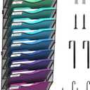 10 Pocket Mesh Hanging Wall File Organizer, Wall Mounted Mail Paper Document Folder Holder, Foldable File Folder Organizer with Label Panel | 2 Hooks | Office Home School Organizer, Black