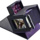 Mage Tech Card Deck Box for MTG Commander - Patented Design, Commander Display, Fits 100 Double-Sleeved Cards, 35pt Card Brick & Dice Tray - Black/Purple