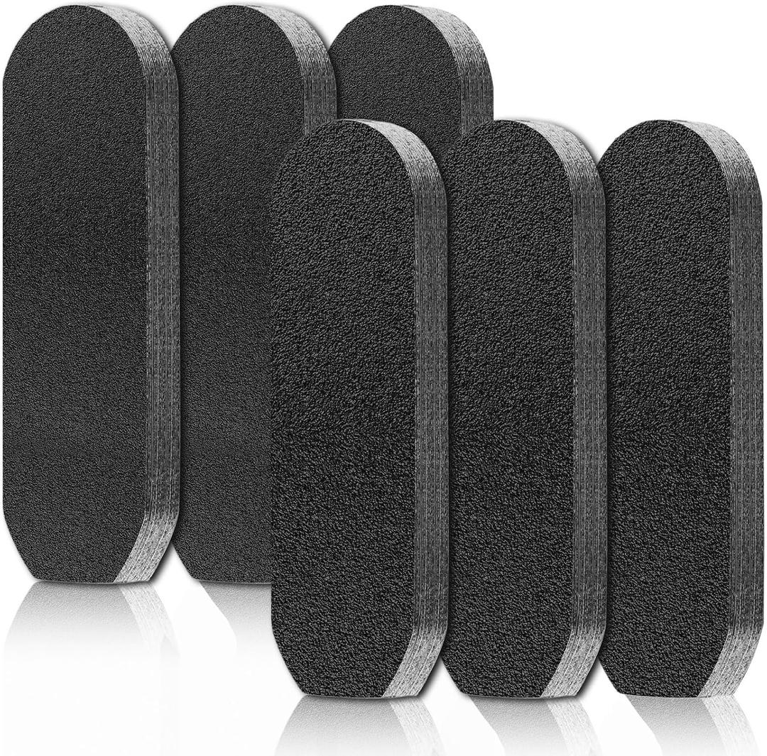 Flutesan 120 Pcs Stainless Steel Foot File Replacement Pads 120 Grit 180 Grit Pedicure Refill Pads Coarse Fine Pedicure File Refills Foot Rasp with Removable Glue for Callus Dead Skin, Black
