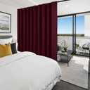 Hiasan Christmas Room Divider Curtains Blackout Patio Sliding Door Curtain Privacy Room Thermal Insulated Noise Reduction Panel with Back Tab & Rod Pocket for Glass Door (80 x 84 Inches, Burgundy)