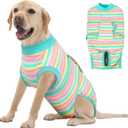 FUAMEY Recovery Suit for Dogs After Surgery,Soft Breathable Dog Bodysuit E-Collar & Cone Alternative Surgical Suit,Male Female Dog Neuter Spay Suits Anti Licking Wounds Onesie Mint Green Stripes XL (XL(Back:20.1-24.8in,WT:42-75lbs))