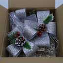 Brightever 12" 10" 8" Set of 3 Lighted Boxes - Larger Pre-lit Present Boxes with 70 LED Warm White String Lights and Bows, Foldable Christmas Ornaments for Indoor Outside Xmas Tree