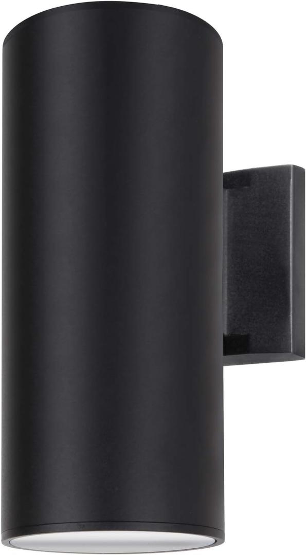 Outdoor Wall Light, Exterior Lighting - ETL Listed, Die-Casting Aluminum Waterproof Wall Mount Cylinder Design - Up Down Light Fixture for Porch, Backyard and Patio (Black) (Black ( Bulbs NOT Included, 2 Reflectors Included ))