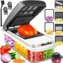 Mueller Vegetable Chopper Mandoline Slicer, Food Veggie Chopper, Cheese Grater, Onion Vegetable Cutter with Container, Dicer, Kitchen Gadgets & Essentials, White Sand/Grey (6 Blade)