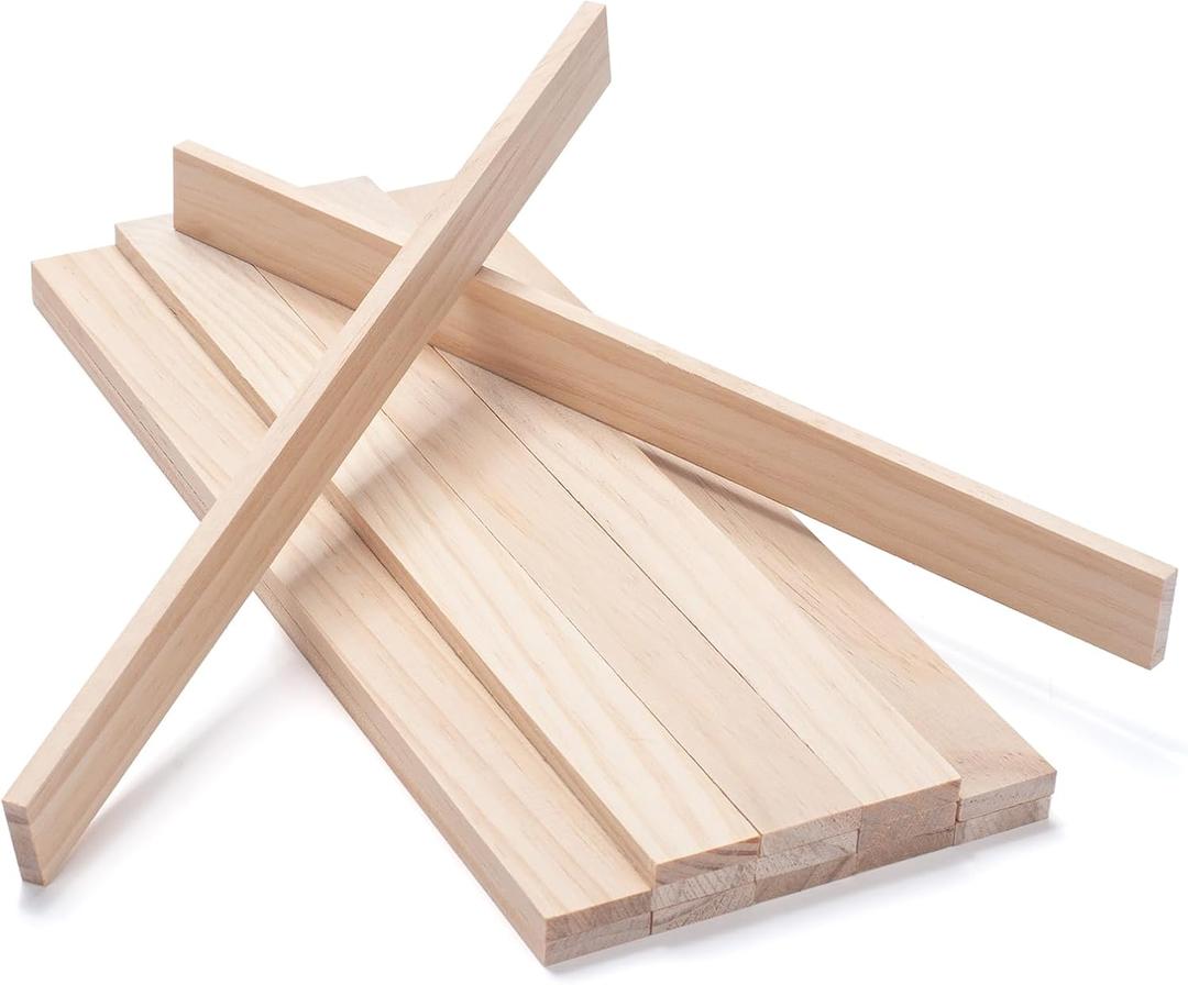 Wood Strips Slats Wooden Dowels for Crafts 1/4"  1"  12", 15 PCS Wood Trim Flat Lumber Boards Square Dowel Rods Wooden Sticks for Crafting, Woodworking, Model Making