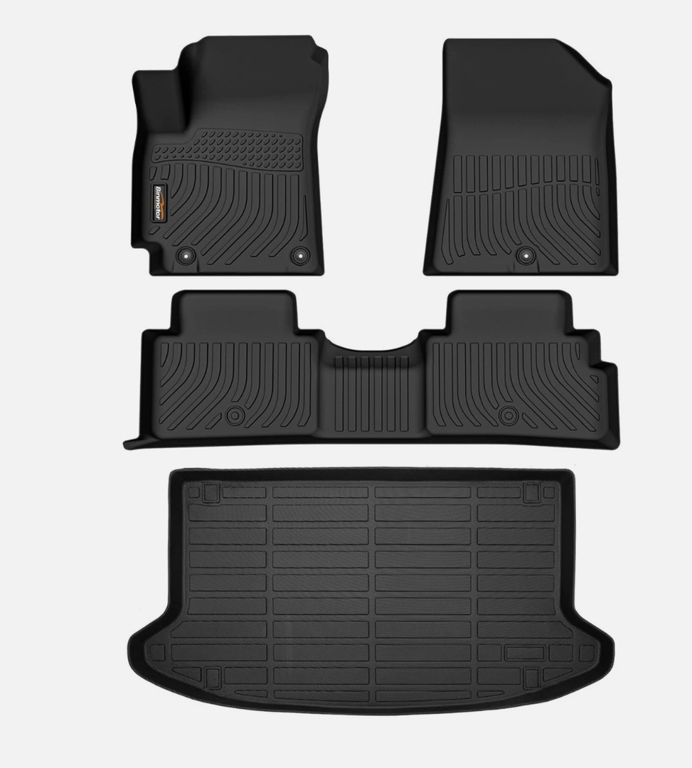 Binmotor-Floor Mats & Upper Cargo Liner Set for Kia Soul 2025 2024 2023 2022 2021 2020(Not for GT and EV Models),All Weather Car Mats for Kia Soul Accessories