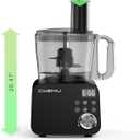 Smart Food Processor and Vegetable Chopper, 6 Automatic Functions, BPA Free, Stainless Steel Blades, 12 Cup Bowl, 600-Watt Motor, Black