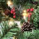 Natreecrown Pre-Lit Artificial Christmas Garland, Green Wreath, White Lights 50, Decorated with Pine Cones, Berry Clusters, Plug in, Christmas Decorations, 9 Feet