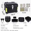 Motorcycle Top Case 45L Trunk Tail Box Bag Aluminum alloy handle with Leather Lining Anti-Theft with Lock & Back Cushion Waterproof Dustproof Easy Installation with Universal Bracket Black