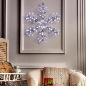 Alpine Corporation 24" Tall Indoor/Outdoor Hanging Snowflake Decoration with 102 LED Lights, Winter Ornament Christmas Holiday Decor