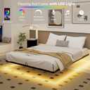 Queen Size Floating Bed Frame with Smart LED Lights, Metal Platform Bed