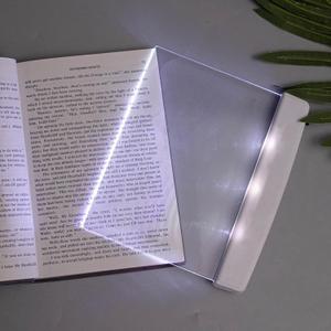 Flat Book Lights for Reading at Night in Bed Clear LED Book Page Light Bookmark Light for Reading Illuminator Panel Plate Lamp Board Wireless (White)