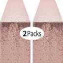 2 Packs 12 x 72 inches Rose Gold Sequin Table Runner, Glitter Runner for Birthday Party Supplies Decorations Wedding Bachelorette Holiday Celebration Bridal Shower Baby Shower