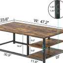 EXCEFUR Modern Coffee Table, Rustic Wood and Metal Living Room Table with Storage Shelf, Industrial Brown, 47 Inch