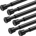 Tension Curtain Rod Spring Tension Black 28-48Inch adjustable Curtain Rod 6PCS small Tension Rod of Small Window Cupboard Kitchen Closet