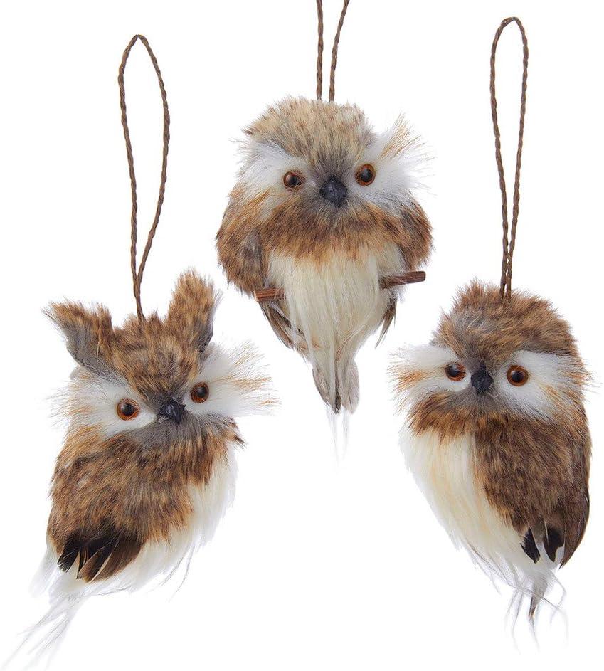 Kurt Adler - Brown Hanging Owl Ornaments, 3 Assorted