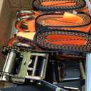 4 Pack Car Tie Down Straps for Trailers,2"96" Ratchet Tire Straps with Heavy Duty Chain Anchors,Lasso Wheel Strap 9900LBS Break Strength for Trailers, UTV,SUV,Trucks and Any car Hauling