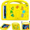 Kids Case for iPad 9th/8th/7th Generation 10.2 Inch 2021/2020/2019, with Built-in Anti-Slip Handle/Foldable Stand/Shoulder Strap, Shockproof Protective Kids iPad 9th/8th/7th Gen Case 10.2 Inch (Yellow)