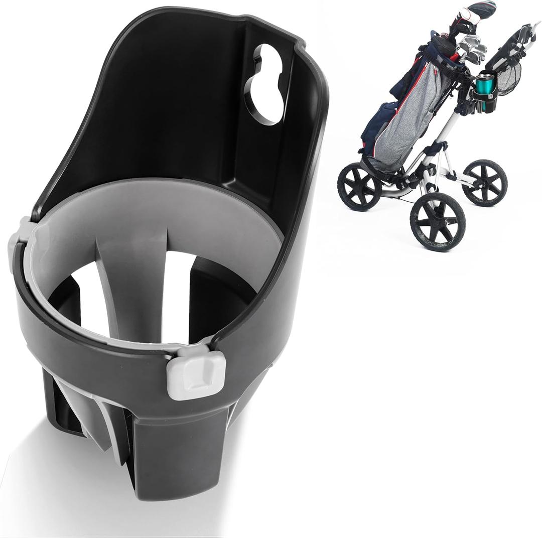 Golf Push Cart Cup Holder Compatible with Clicgear, Sun Mountain, Bagboy and More. Golf Push Cart Accessories- Large Size