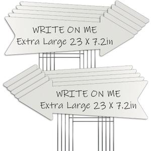 23 x 7 Inches 10 Pack Large Size White Arrow Signs with Stakes,This Way Directional Arrow Yard Signs,Wedding Yard Signs, Birthday Party Signs (White 10 pack)
