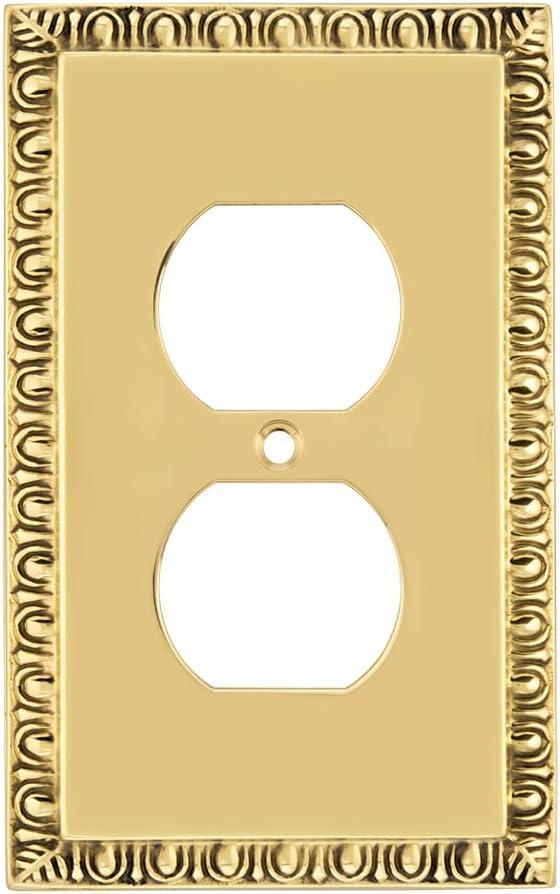 Nostalgic Warehouse Egg & Dart Deco Electrical Outlet Switch Plate Cover (Polished Brass)