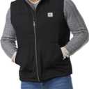 Men's Loose Fit Workwear Vest Fleece-Lined Durability Waterproof Mock-Neck Vest (Black, M)