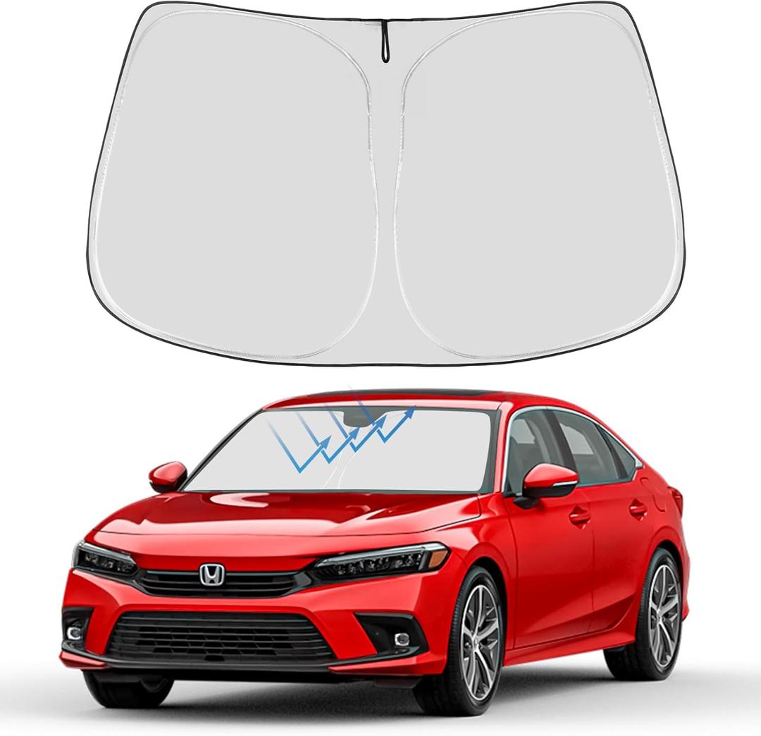 Proadsy 2025 Upgrade Windshield Sun Shade Custom Fit Honda Civic 2022-2024 2025 (Not for 2022 Sport) 4-Layer Foldable Front Sunshade Protector Sun Visor Blocks UV Rays Keep Car Cooler