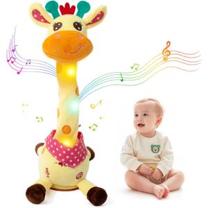 Emoin Dancing Giraffe Toy, Tanlking Giraffe Toys Musical Mimicking Toy, Singing 10 Pcs Songs for Baby Boys Girls, Repeating What You Say, Sing+Dancing+Recording+LED