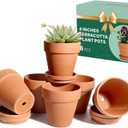 vensovo 4 Inch Terracotta Plant Pots with Saucer - 6 Pack Clay Flower Pots with Drainage, Great for Plants, Crafts, Wedding Favor (Brown)