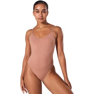 Capezio Women's Camisole Leotard with Clear Transition Straps, Suntan, Medium