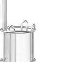 Meangood Toilet Paper Holder Stand, Freestanding Toilet Paper Holder Silver