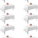 10 Pack White Table Cloth for Rectangle Tables,60x102 inch-Washable and Reusable Table Cloths for 6-8 Ft Rectangle Table,Polyester Fabric Table Cover for Party,Wedding,Buffet (10Pack 60x102 inch)
